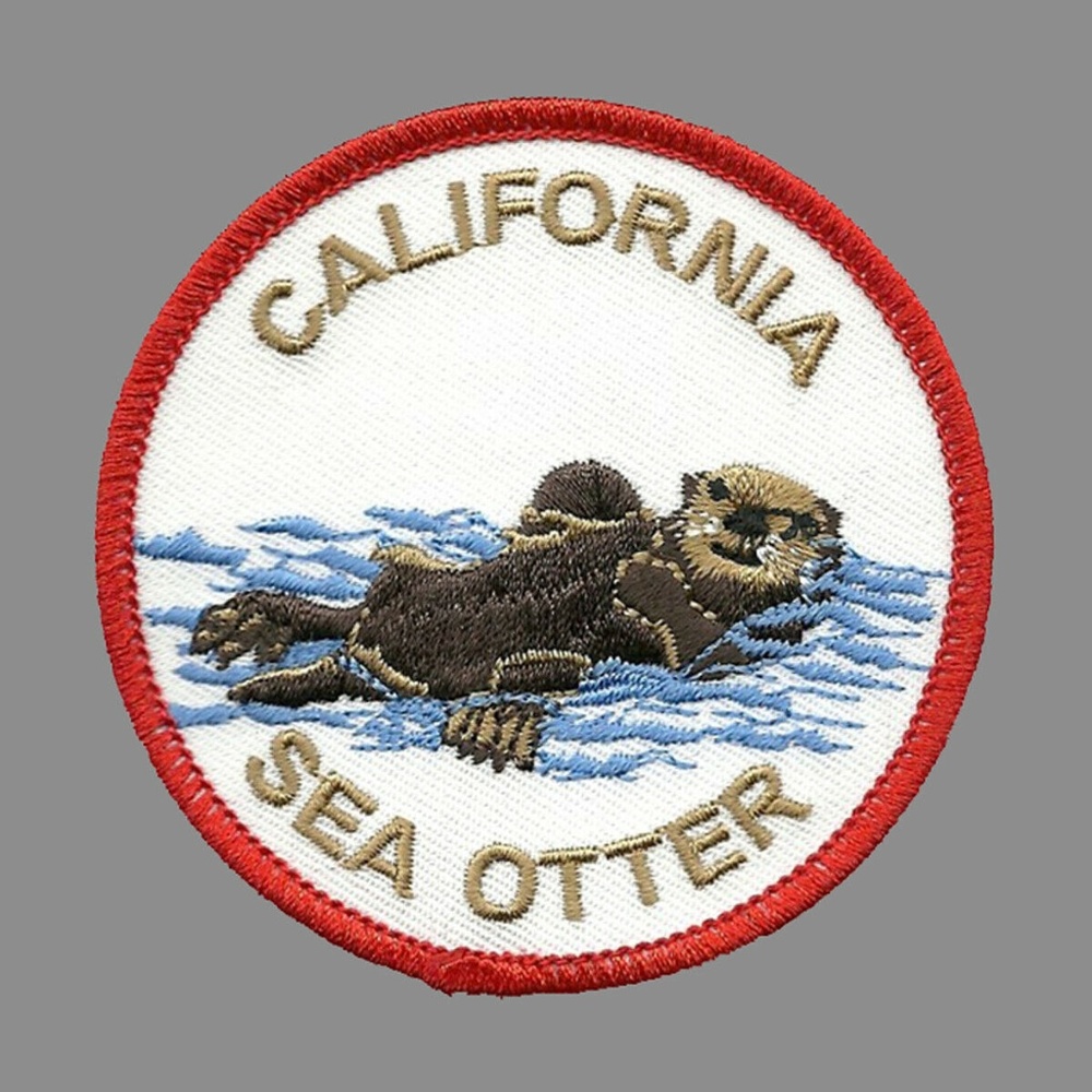 California Sea Otter Patch Iron On 3 Inch Circle